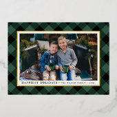 幸せなホリデーズグリーンバッファロープライド写真金ゴールド 箔シーズンカード (正面)