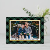 幸せなホリデーズグリーンバッファロープライド写真金ゴールド 箔シーズンカード (立ち正面)