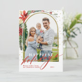 幸せなホリデーズファミリーフォトアーチクリスマスカード シーズンカード (スタンド正面)