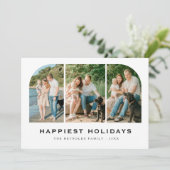幸せなホリデーズファミリー3写真ビーチクリスマス シーズンカード (スタンド正面)