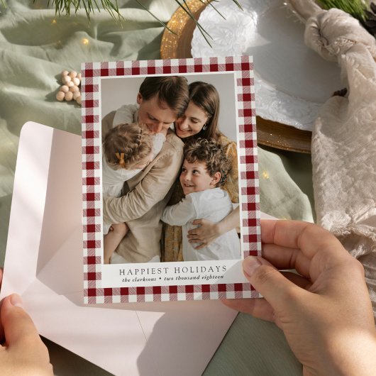 幸せなホリデーズプレイドフォトホリデーカード シーズンカード