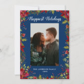 幸せなホリデーズボタニカルポインセティシアクリスマス シーズンカード (正面)