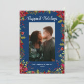 幸せなホリデーズボタニカルポインセティシアクリスマス シーズンカード (スタンド正面)