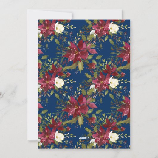 幸せなホリデーズボタニカルポインセティシアクリスマス シーズンカード (裏面)