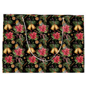 幸せなホリデーズポインセティシアクリスマス ラージペーパーバッグ (裏面)