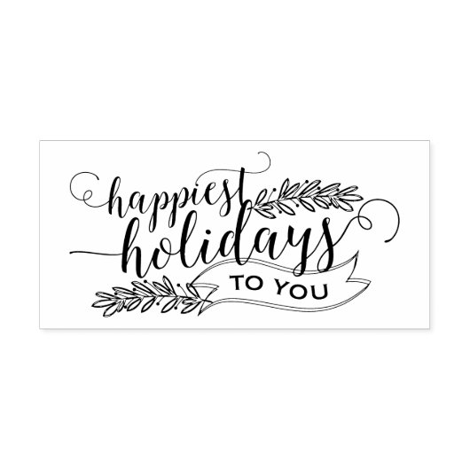 幸せなホリデーズリーフクリスマスラバーアートスタンプ ラバースタンプ (インプリント)