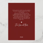 幸せなホリデー ベイビーの初めてのクリスマス 伝統的 箔シーズンカード (裏面)