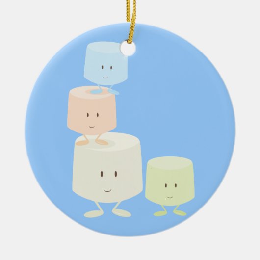 幸せなマシュマロ セラミックオーナメント (正面)