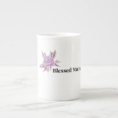 幸せなママの花柄コーヒーマグ ボーンチャイナマグカップ (正面)