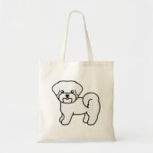 幸せなマルチーズのキャラクター犬 トートバッグ (正面)