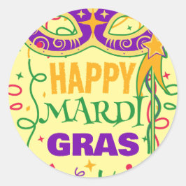 幸せなマーディグラス黄色 ラウンドシール