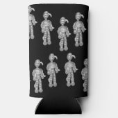 幸せなミイラが黒にパターン スリム缶クーラー (裏面)