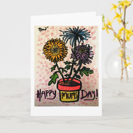 幸せなミイラ日 カード (黄色い花)