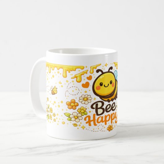 幸せなミツバチ コーヒーマグカップ (正面左)