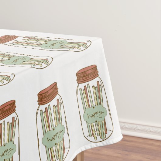 幸せなメイソンの瓶と藁のピクニックテーブルクロス テーブルクロス (インサイチュ)
