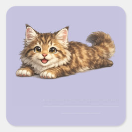 幸せなメインクーンの猫の温かみのあるポジティブなビジュアルデザイン スクエアシール