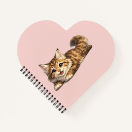 幸せなメインクーンの猫の温かみのあるポジティブなビジュアルデザイン ノートブック