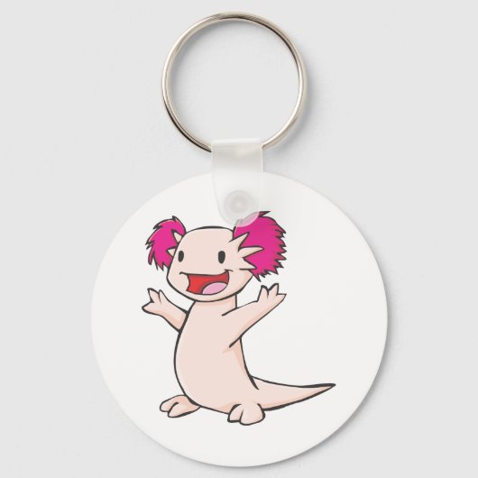 幸せなメキシコのAxolotl漫画 キーホルダー (正面)