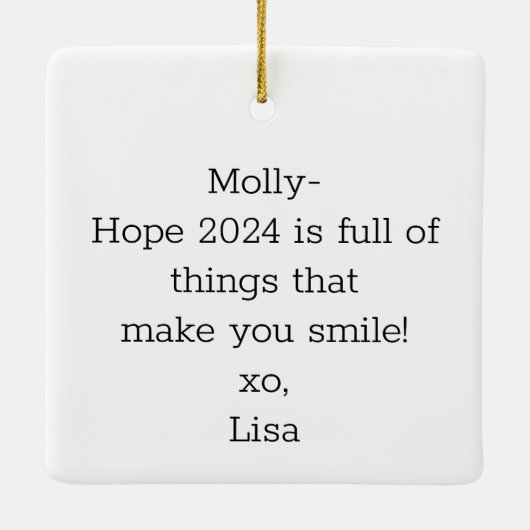 幸せなメッセージを作成するためのより多くの前向き実行 セラミックオーナメント (裏面)