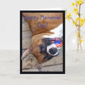 幸せなメモリアルデーのボクサーの挨拶状 カード (黄色い花)