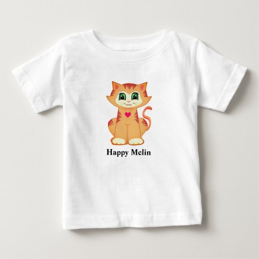 幸せなメリンジンジャー子猫 ベビーTシャツ (正面)