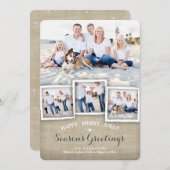 幸せなメリーで素朴なバーラップの写真の季節の挨拶 シーズンカード (正面/裏面)