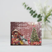 幸せなメリークリスマスのシックなファンタジーPostcart シーズンポストカード (スタンド正面)