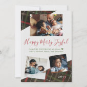 幸せなメリークリスマス家族のコラージュのプレイド シーズンカード (正面)