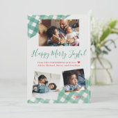 幸せなメリークリスマス家族のコラージュ緑 シーズンカード (スタンド正面)