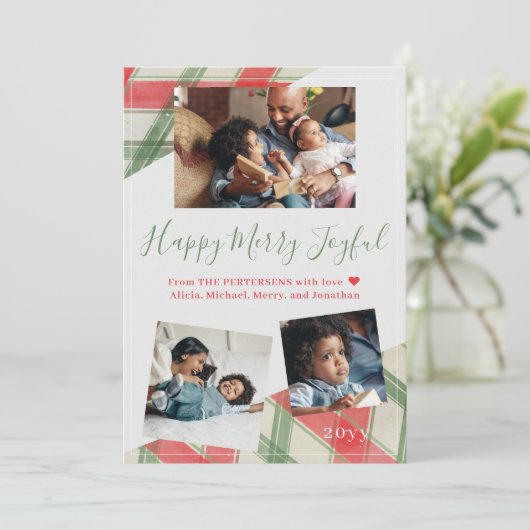 幸せなメリークリスマス家族のモダンコラージュ シーズンカード (スタンド正面)