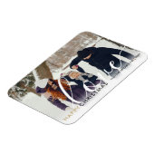 幸せなモダンクリスマスフォトシックなスクリプトラブ マグネット (左側)