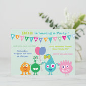 幸せなモンスター-バースデーパーティ招待状 招待状 (スタンド正面)