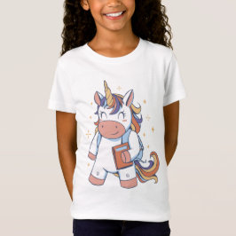幸せなユニコーンの学生Tシャツデザイン Tシャツ