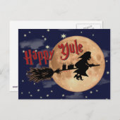 幸せなユール(キリスト降誕祭)の魔法使いのクリスマスの郵便はがき シーズンポストカード (正面/裏面)