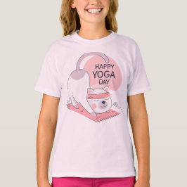 幸せなヨガの日ナマケモノTシャツ、可愛いナマケモノヨガシャツ Tシャツ