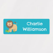 幸せなライオンの轟音の漫画パーソナライズされた ラベル (デザイン1)