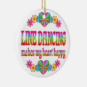 幸せなラインダンスのハート セラミックオーナメント (右)
