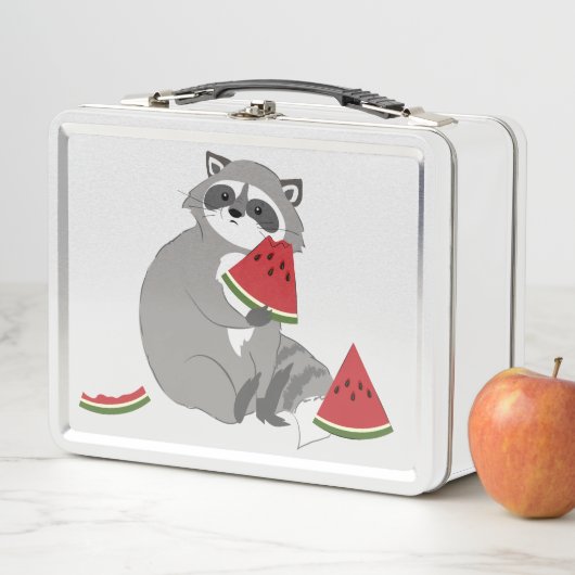 幸せなラクーンとワ watermelon メタルランチボックス (インサイチュ)