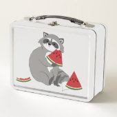幸せなラクーンとワ watermelon メタルランチボックス (正面)