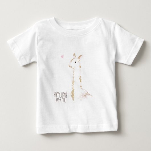 幸せなラマは愛します ベビーTシャツ (正面)