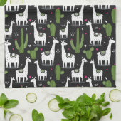 幸せなラマパターン キッチンタオル (折り畳み)