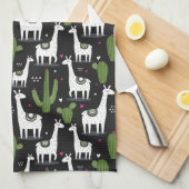 幸せなラマパターン キッチンタオル (四つ折り)