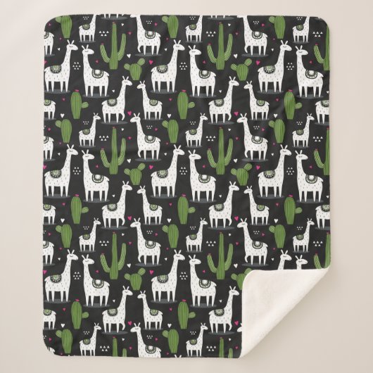 幸せなラマパターン シェルパブランケット (正面)