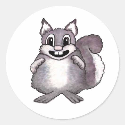幸せなリスのかわいいイラスト ラウンドシール (正面)
