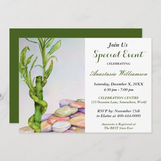 幸せなリタイアメントパーティーのご招待 招待状 (正面/裏面)