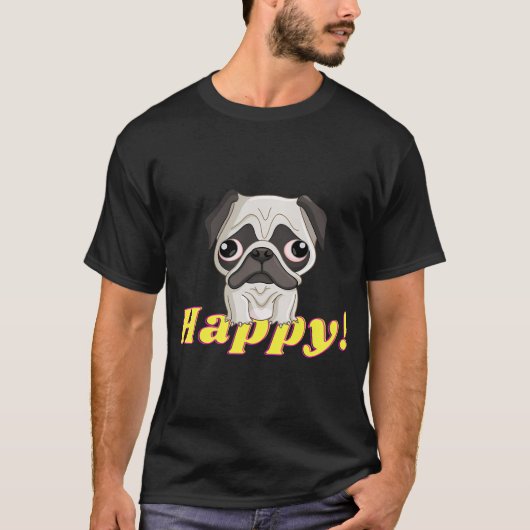 幸せなレインボーパグ Tシャツ (正面)