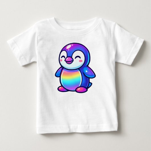 幸せなレインボーペンギン ベビーTシャツ (正面)