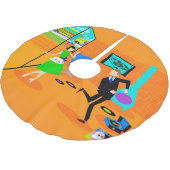 幸せなレトロはクリスマスツリーのスカートを育てます ブラッシュドポリエステルツリースカート (アングル)