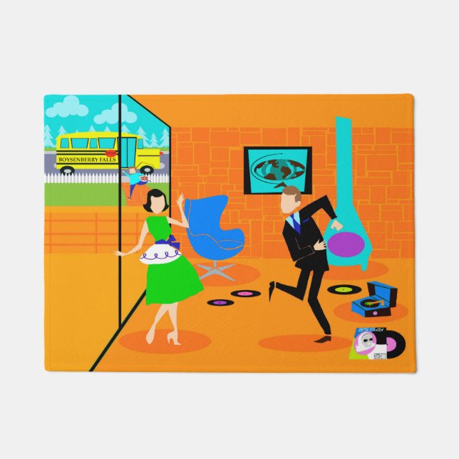 幸せなレトロはドア・マットを育てます ドアマット (正面)