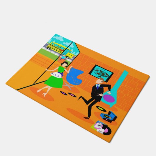 幸せなレトロはドア・マットを育てます ドアマット (アングル)